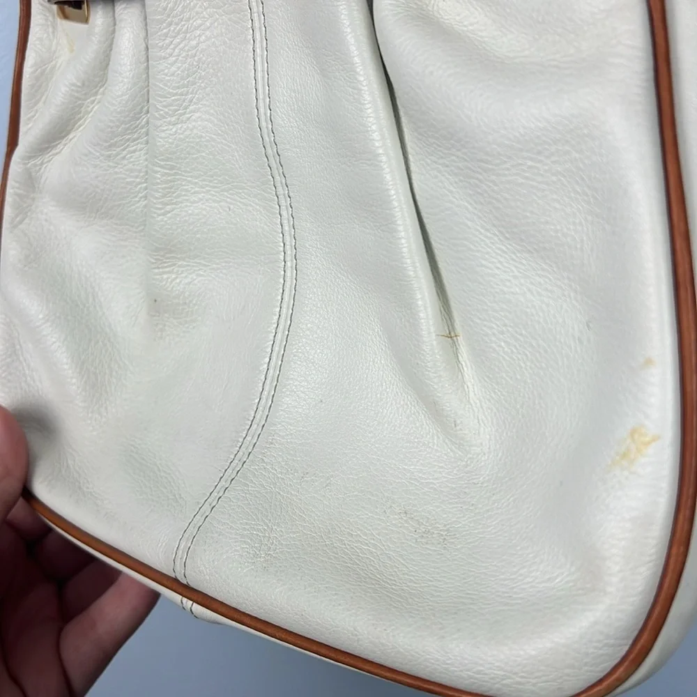 Vintage Brahmin pebbled leather cream & cognac crossbody bag